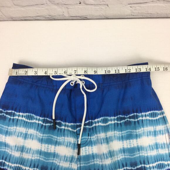 Speedo Blue Striped Hook and Loop Elastic Lined Pockets Swimming Trunks Men's M - Picture 11 of 12